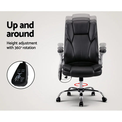 Artiss 8 Point Massage Office Chair PU Leather Black - Mekamart Australia