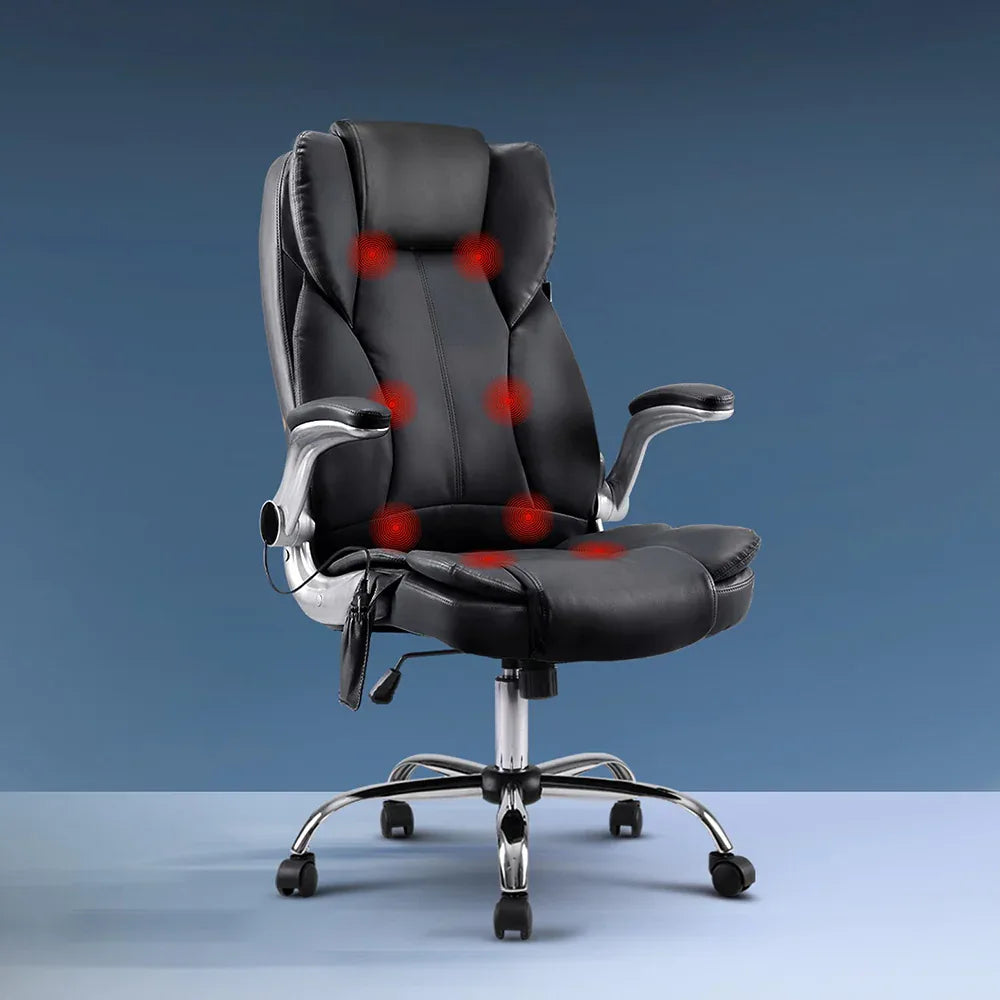 Artiss 8 Point Massage Office Chair PU Leather Black - Mekamart Australia