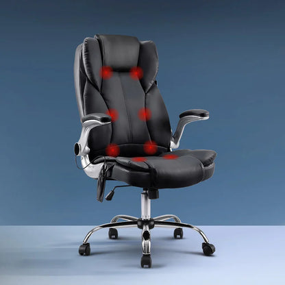 Artiss 8 Point Massage Office Chair PU Leather Black - Mekamart Australia