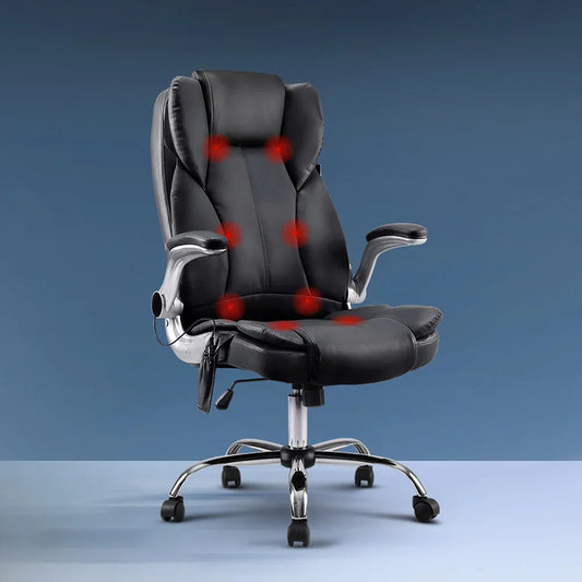 Artiss 8 Point Massage Office Chair PU Leather Black - Mekamart Australia