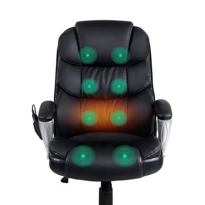Artiss 8 Point Massage Office Chair Heated Seat PU Black - Mekamart Australia