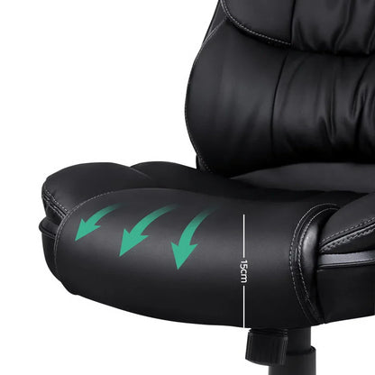 Artiss 8 Point Massage Office Chair Heated Seat PU Black - Mekamart Australia