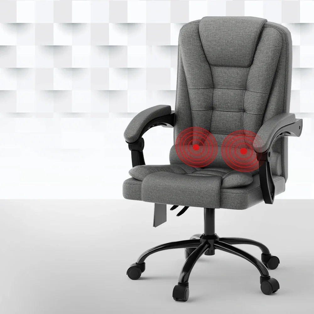 Artiss 2 Point Massage Office Chair Fabric Black - Mekamart Australia
