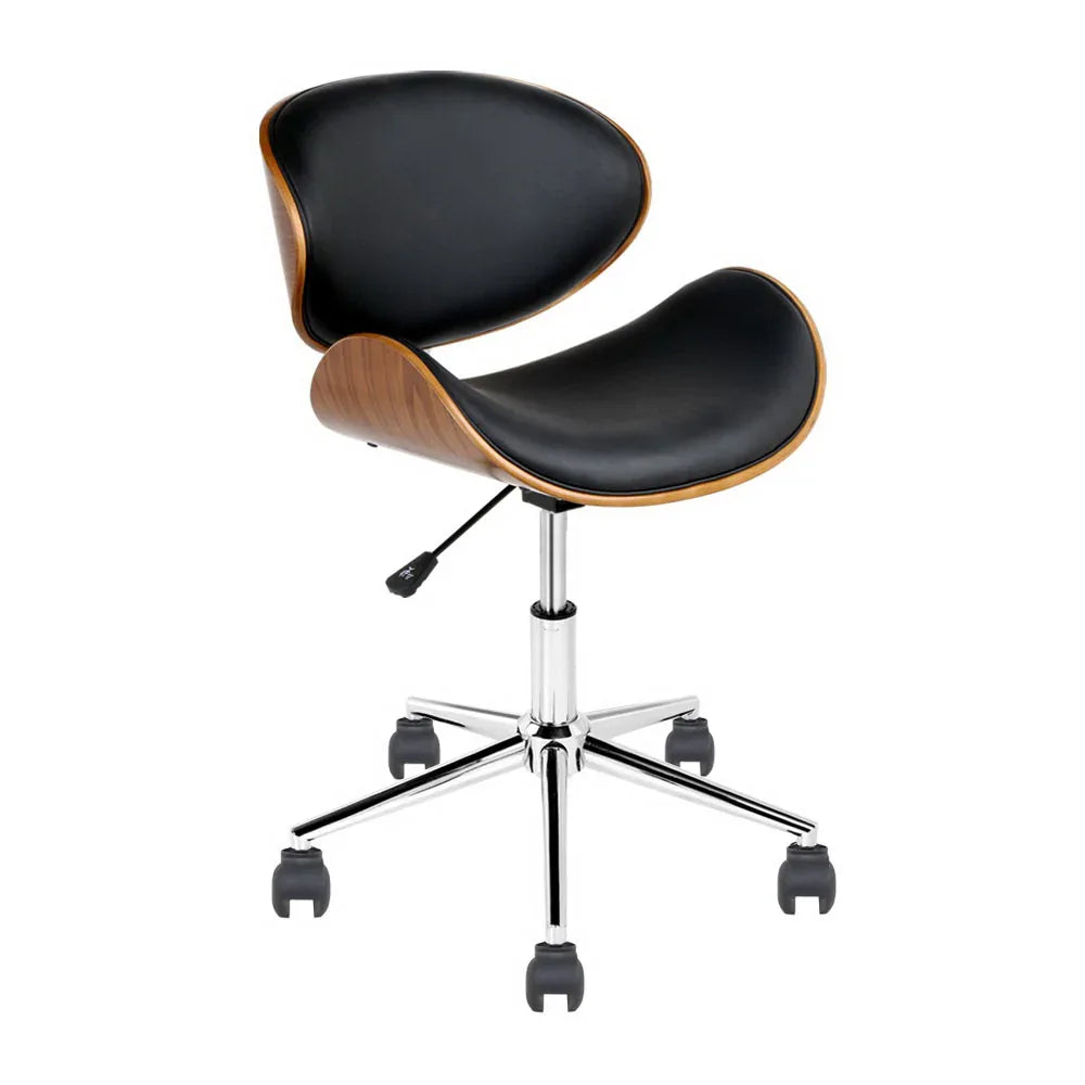 Artiss Wooden Office Chair Leather Seat Black - Mekamart Australia
