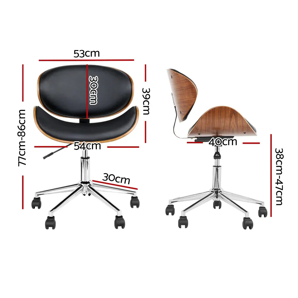 Artiss Wooden Office Chair Leather Seat Black - Mekamart Australia