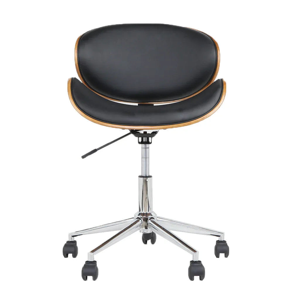 Artiss Wooden Office Chair Leather Seat Black - Mekamart Australia