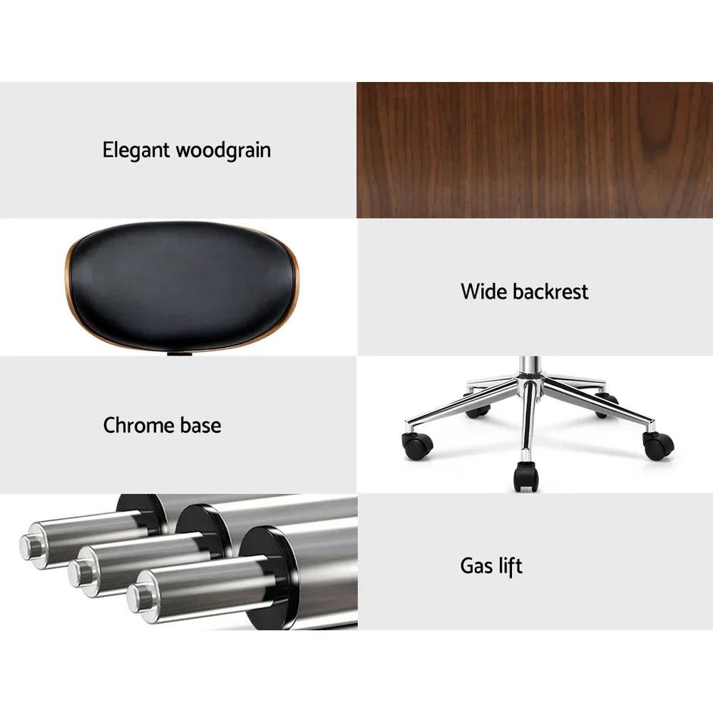 Artiss Wooden Office Chair Leather Seat Black - Mekamart Australia