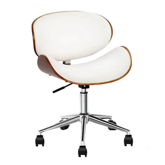 Artiss Wooden Office Chair Leather Seat White - Mekamart Australia
