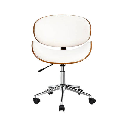 Artiss Wooden Office Chair Leather Seat White - Mekamart Australia