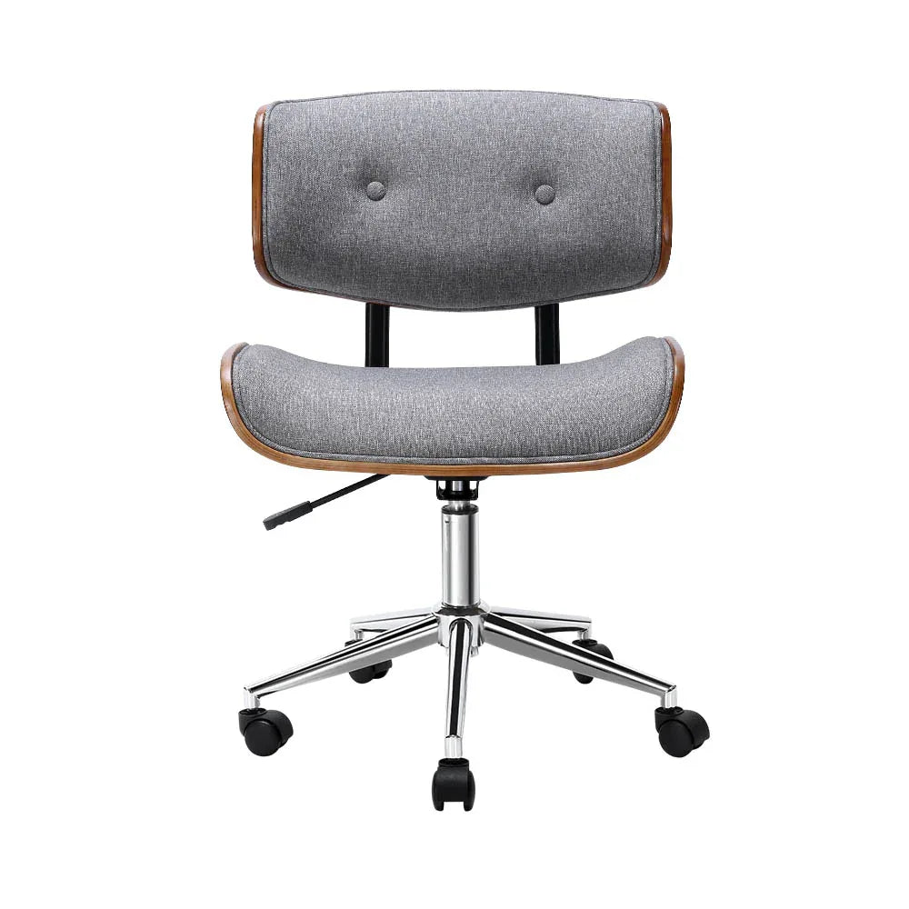 Artiss Wooden Office Chair Fabric Seat Grey - Mekamart Australia