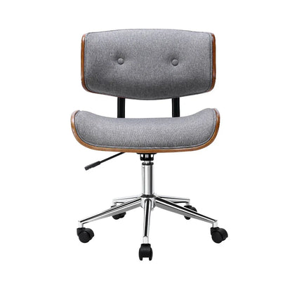 Artiss Wooden Office Chair Fabric Seat Grey - Mekamart Australia