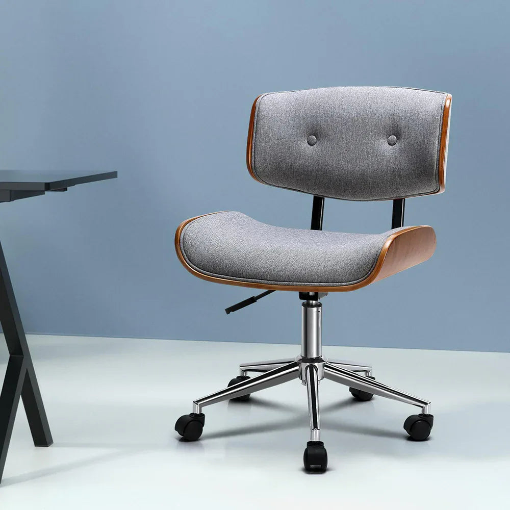 Artiss Wooden Office Chair Fabric Seat Grey - Mekamart Australia