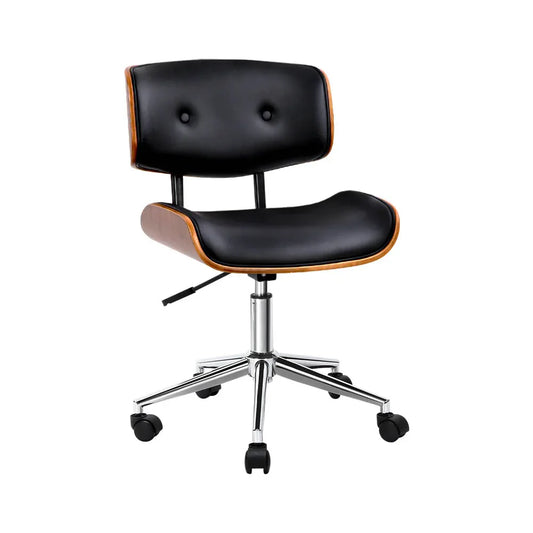 Artiss Wooden Office Chair PU Seat Black Brown - Mekamart Australia