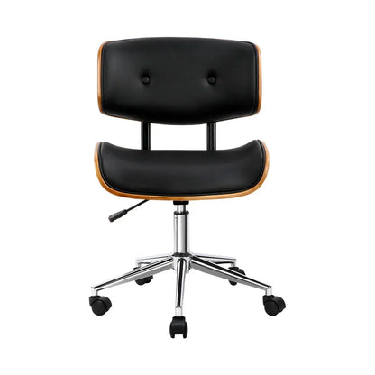 Artiss Wooden Office Chair PU Seat Black Brown - Mekamart Australia