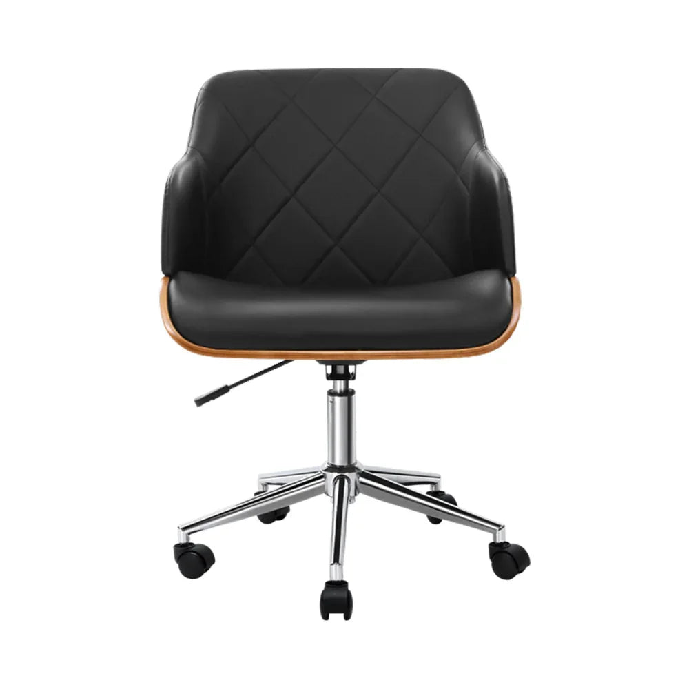 Artiss Wooden Office Chair Fabric Seat Black - Mekamart Australia