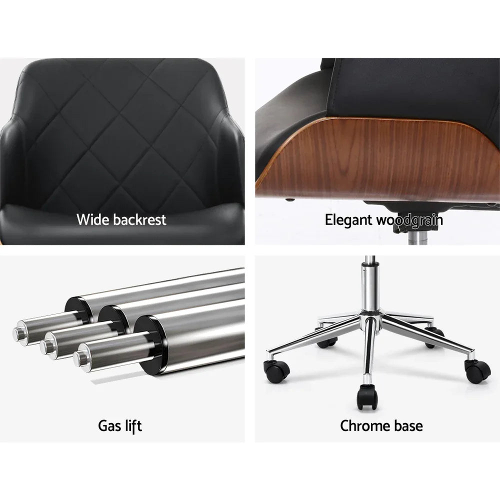 Artiss Wooden Office Chair Fabric Seat Black - Mekamart Australia