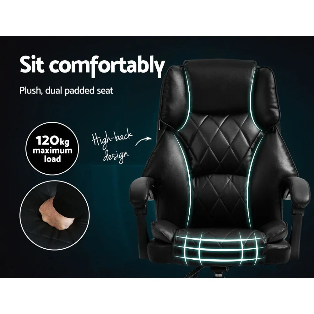 Artiss Executive Office Chair Leather Recliner Black - Mekamart Australia