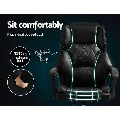 Artiss Executive Office Chair Leather Recliner Black - Mekamart Australia
