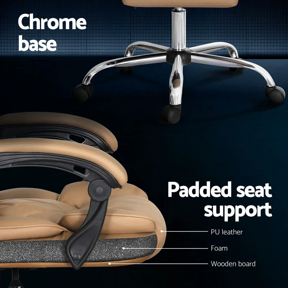 Artiss Executive Office Chair Leather Recliner Espresso - Mekamart Australia