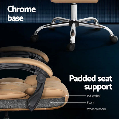 Artiss Executive Office Chair Leather Recliner Espresso - Mekamart Australia