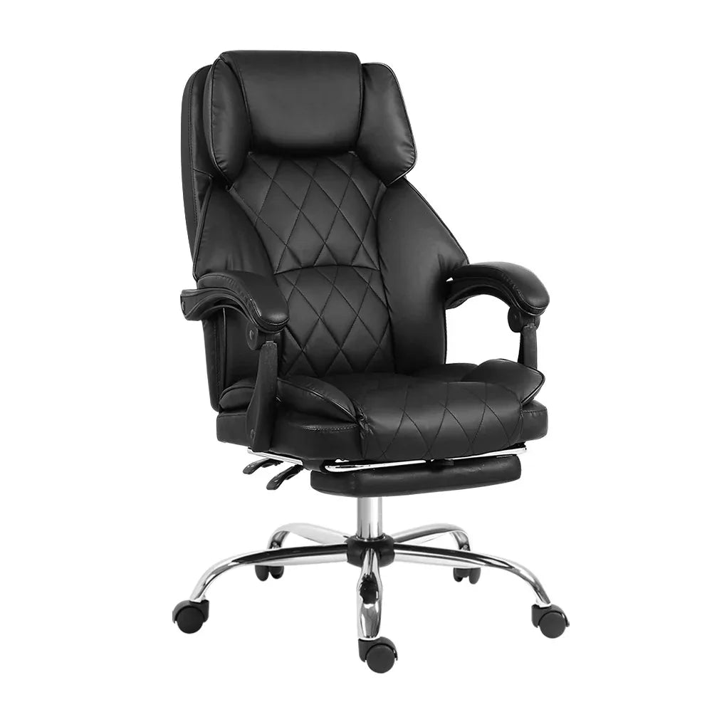 Artiss Executive Office Chair Leather Footrest Black - Mekamart Australia