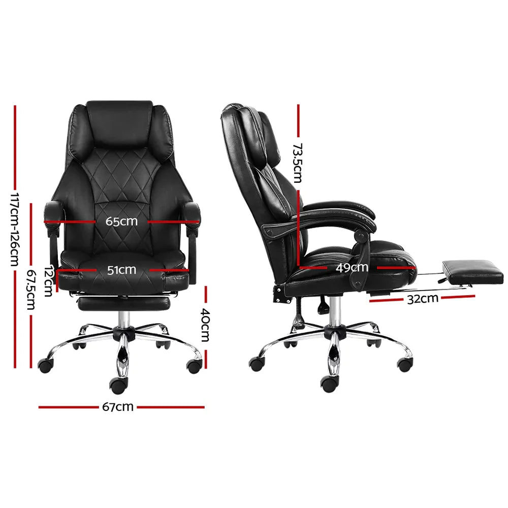 Artiss Executive Office Chair Leather Footrest Black - Mekamart Australia