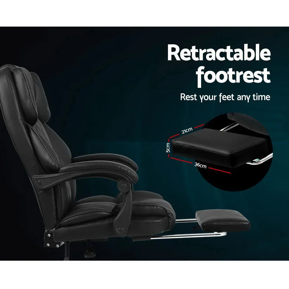 Artiss Executive Office Chair Leather Footrest Black - Mekamart Australia