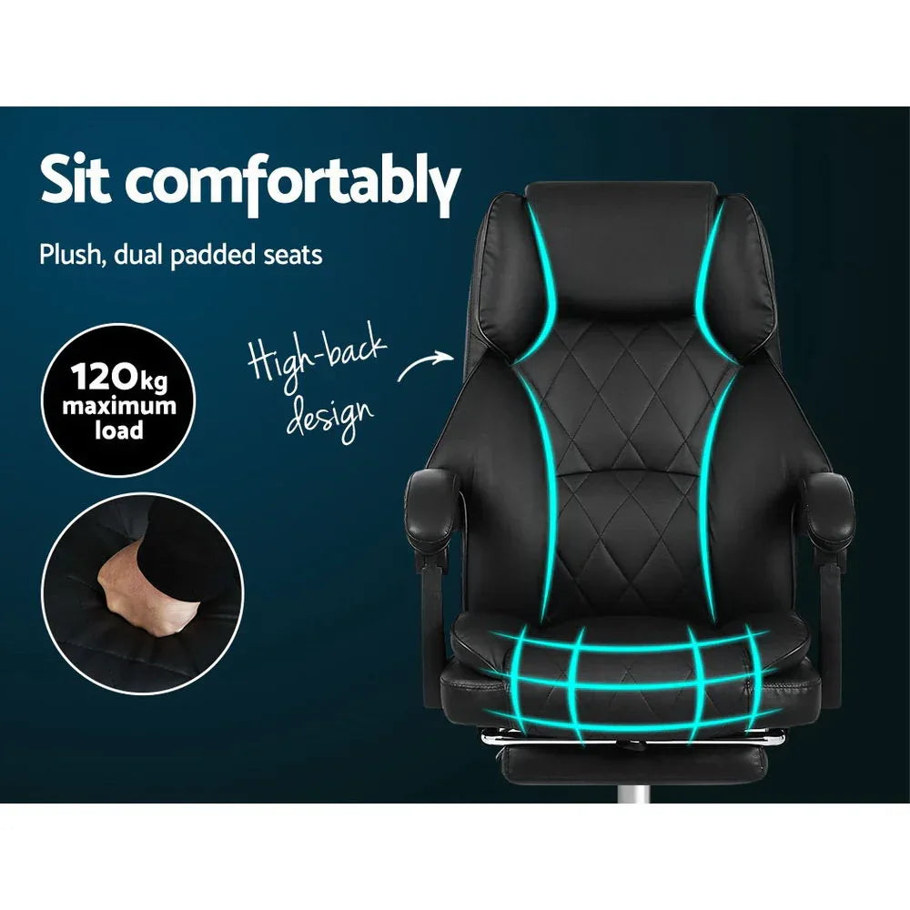 Artiss Executive Office Chair Leather Footrest Black - Mekamart Australia