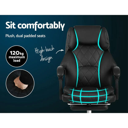 Artiss Executive Office Chair Leather Footrest Black - Mekamart Australia