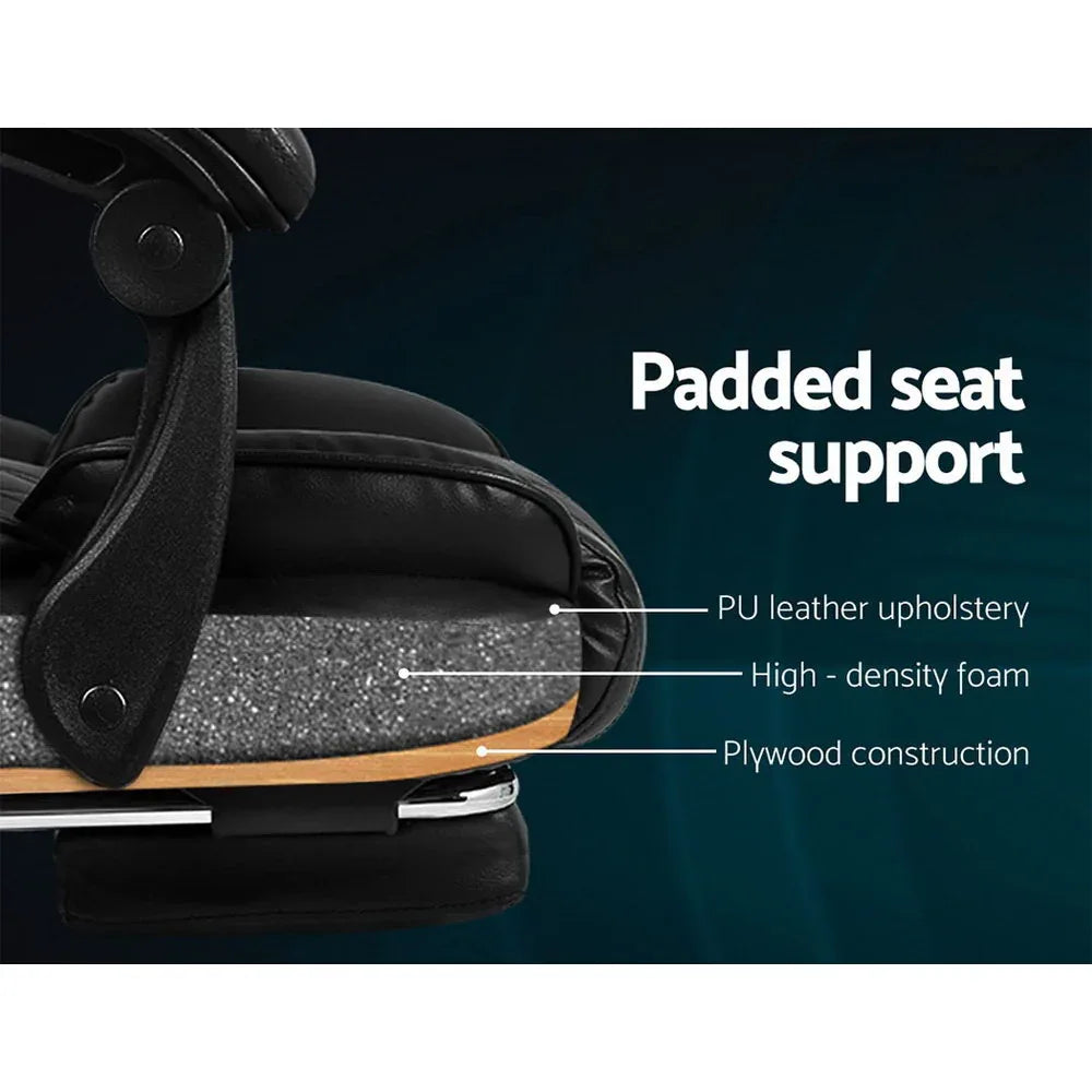 Artiss Executive Office Chair Leather Footrest Black - Mekamart Australia