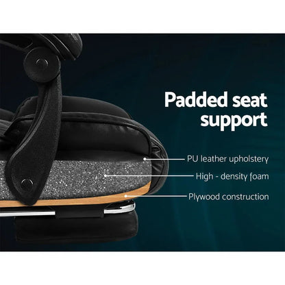 Artiss Executive Office Chair Leather Footrest Black - Mekamart Australia