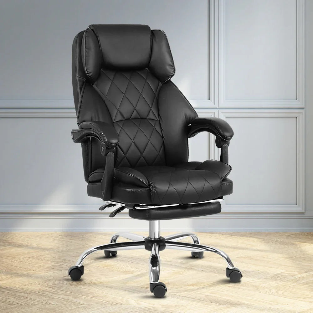 Artiss Executive Office Chair Leather Footrest Black - Mekamart Australia