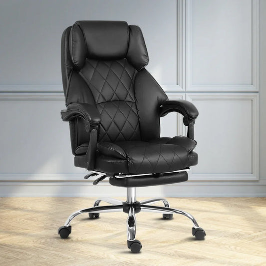 Artiss Executive Office Chair Leather Footrest Black - Mekamart Australia