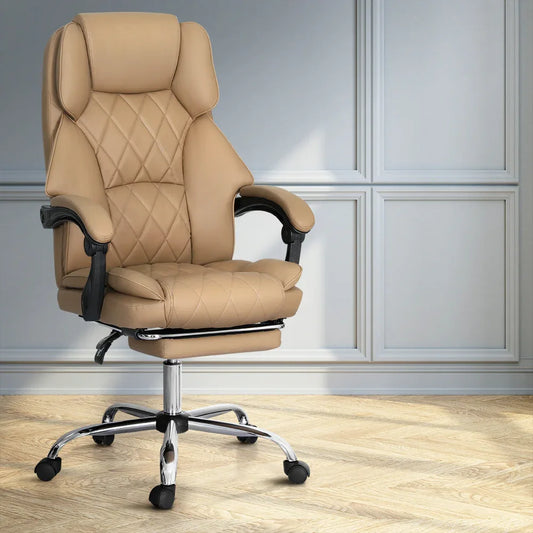 Artiss Executive Office Chair Leather Footrest Espresso - Mekamart Australia