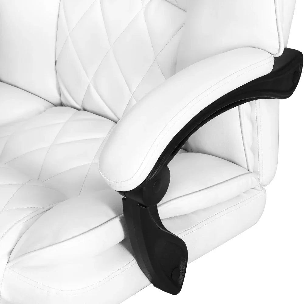 Artiss Executive Office Chair Leather Footrest White - Mekamart Australia