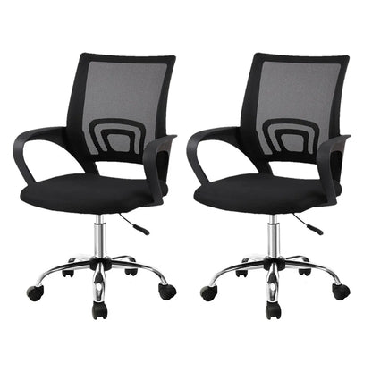 Artiss 2x Mesh Office Chair Mid Back Black - Mekamart Australia