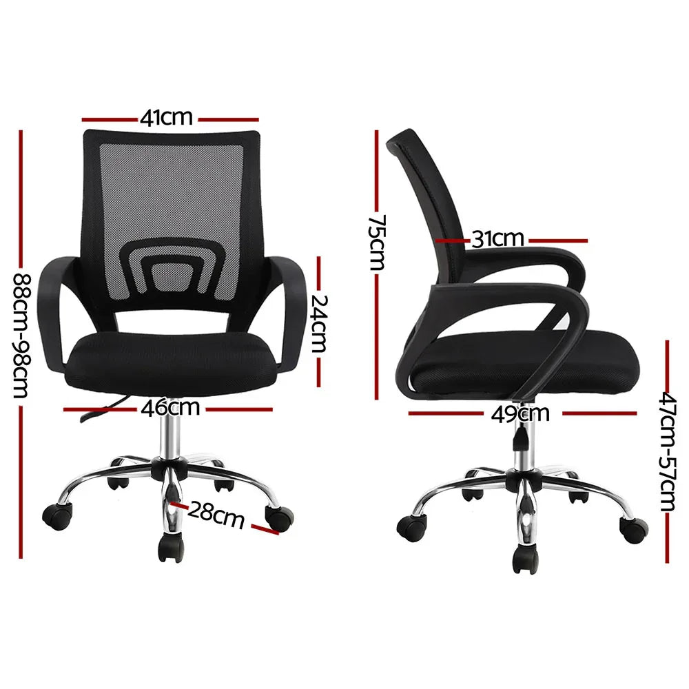 Artiss 2x Mesh Office Chair Mid Back Black - Mekamart Australia
