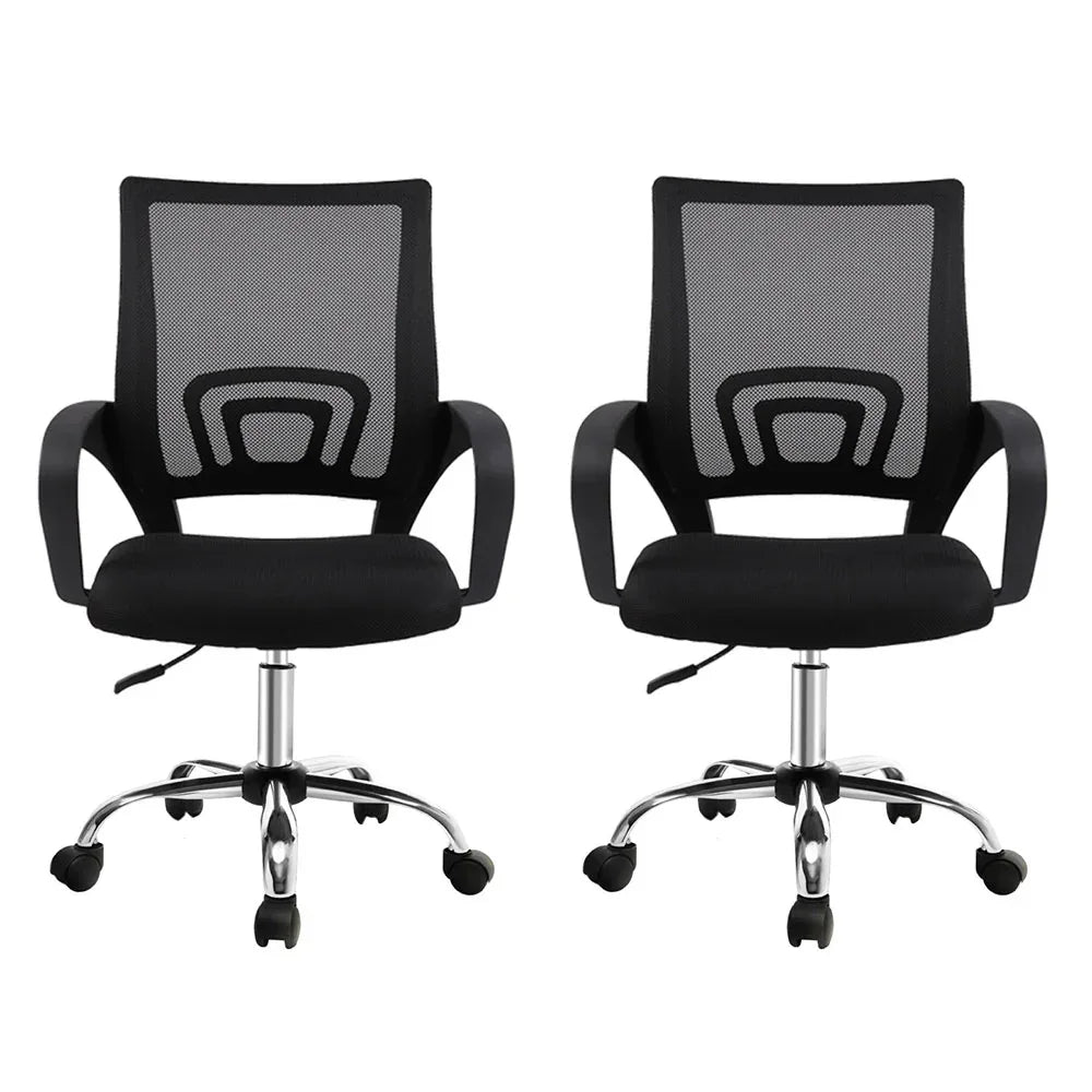 Artiss 2x Mesh Office Chair Mid Back Black - Mekamart Australia