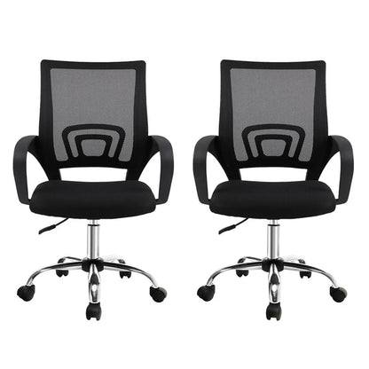 Artiss 2x Mesh Office Chair Mid Back Black - Mekamart Australia