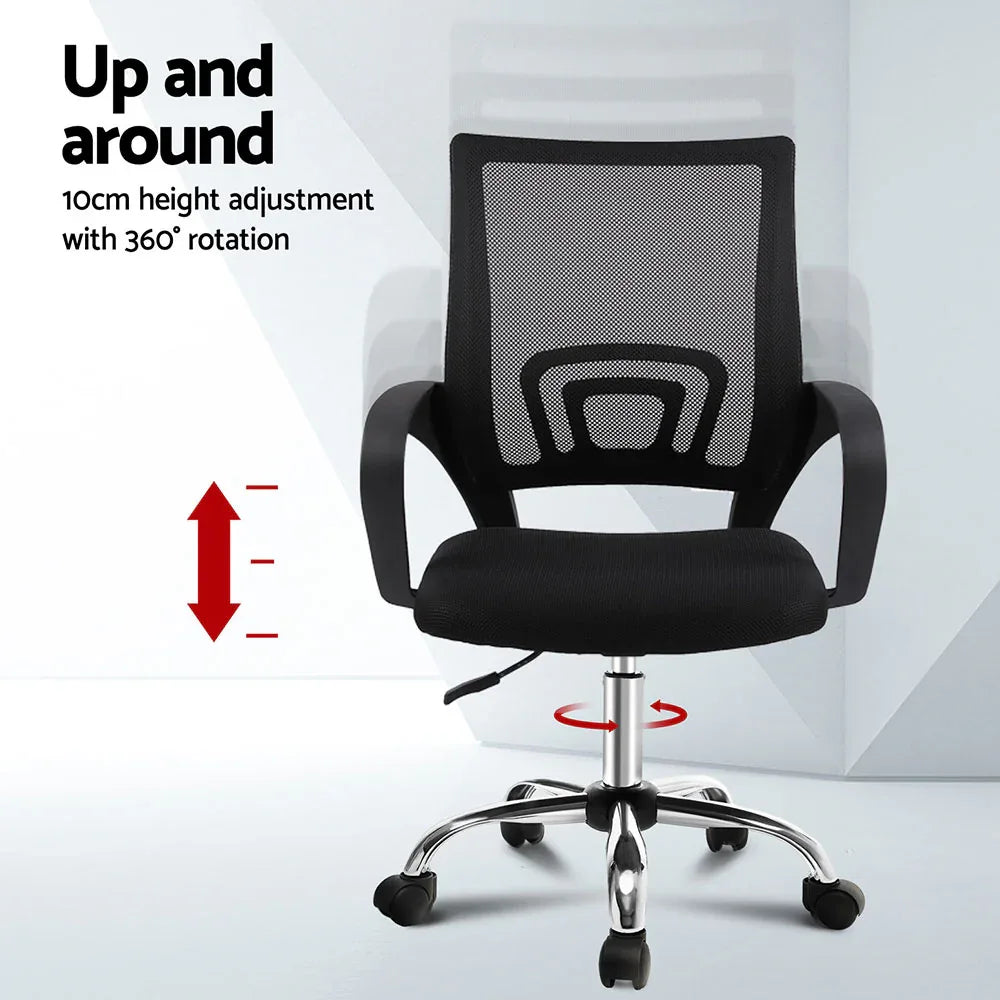 Artiss 2x Mesh Office Chair Mid Back Black - Mekamart Australia