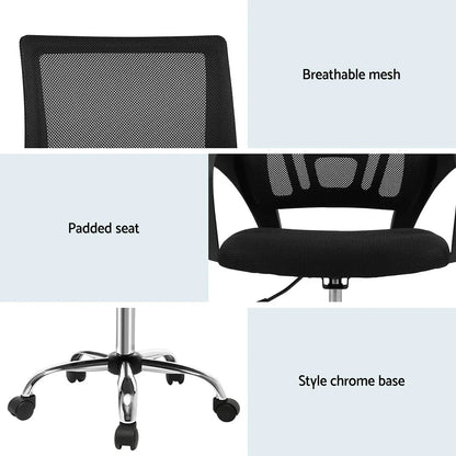 Artiss 2x Mesh Office Chair Mid Back Black - Mekamart Australia