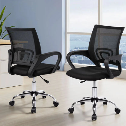 Artiss 2x Mesh Office Chair Mid Back Black - Mekamart Australia