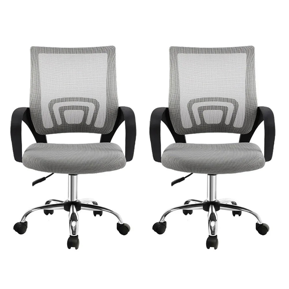 Artiss 2x Mesh Office Chair Mid Back Grey - Mekamart Australia