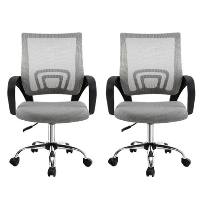 Artiss 2x Mesh Office Chair Mid Back Grey - Mekamart Australia