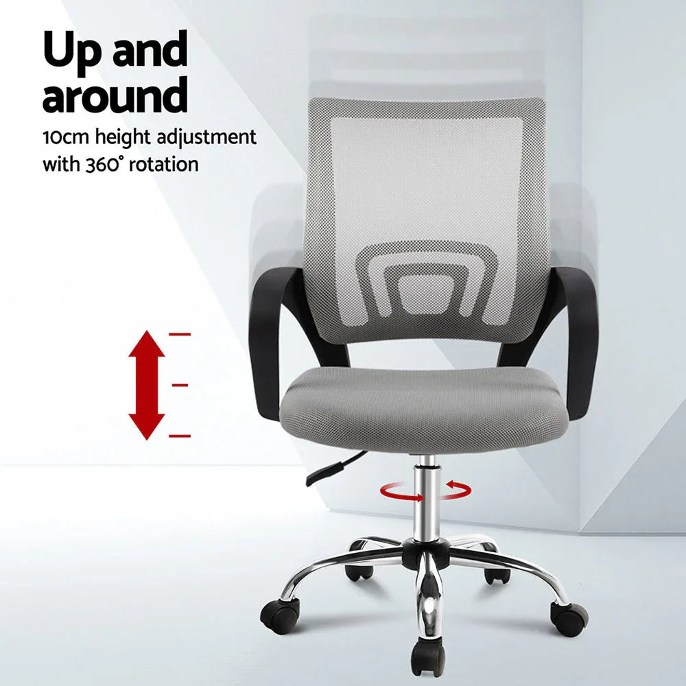 Artiss 2x Mesh Office Chair Mid Back Grey - Mekamart Australia
