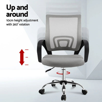Artiss 2x Mesh Office Chair Mid Back Grey - Mekamart Australia