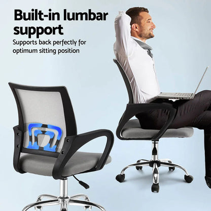 Artiss 2x Mesh Office Chair Mid Back Grey - Mekamart Australia
