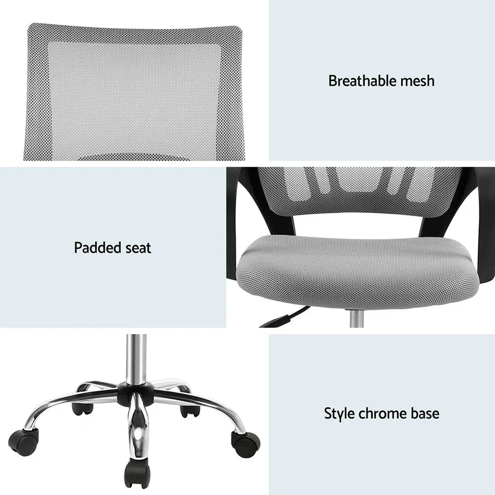 Artiss 2x Mesh Office Chair Mid Back Grey - Mekamart Australia