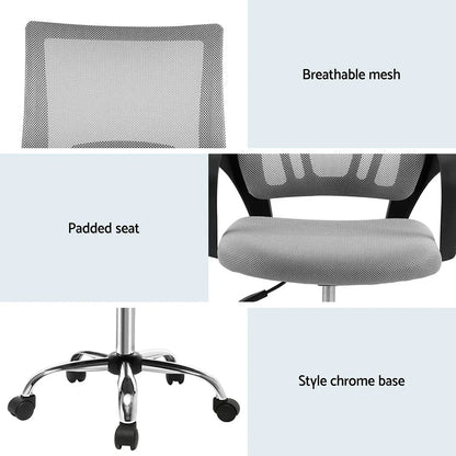 Artiss 2x Mesh Office Chair Mid Back Grey - Mekamart Australia