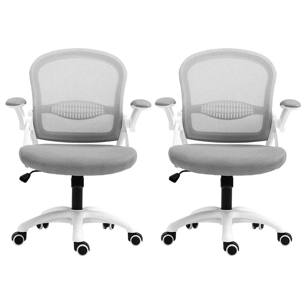 Artiss 2x Mesh Office Chair Computer Gaming Desk Chairs Work Study Mid Back Grey - Mekamart Australia
